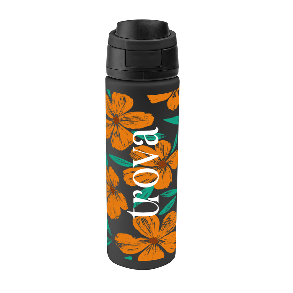 Pop Sip Recycled Stainless Steel Bottle in Full Color, 24 oz - Black - Megabrite