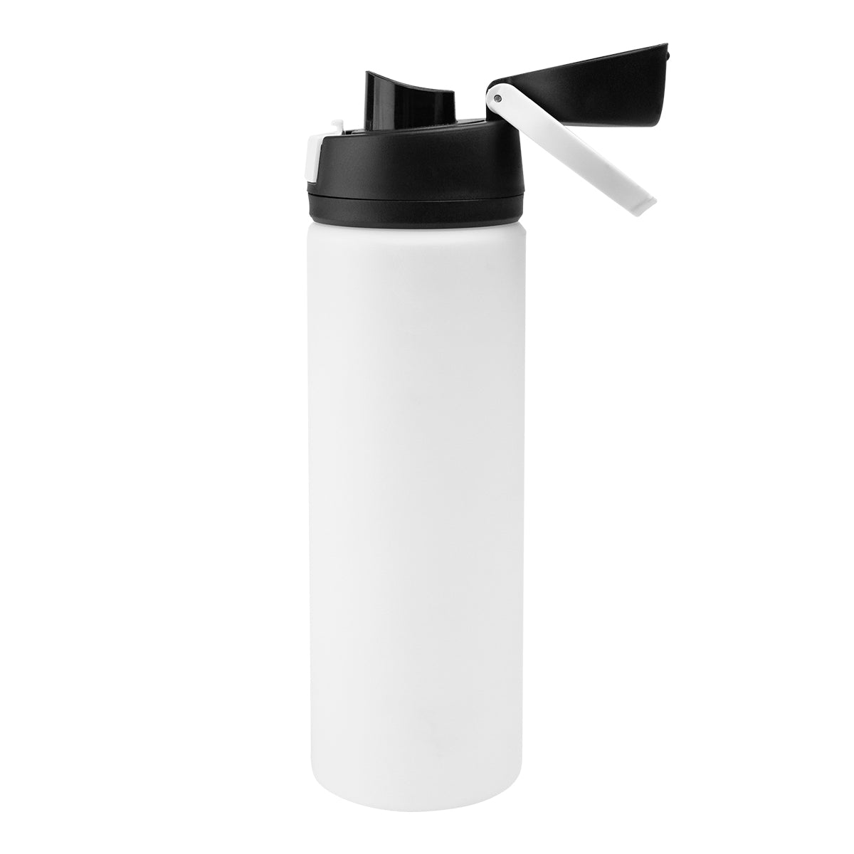 Pop Sip Recycled Stainless Steel Bottle in Full Color, 24 oz - Black - Open