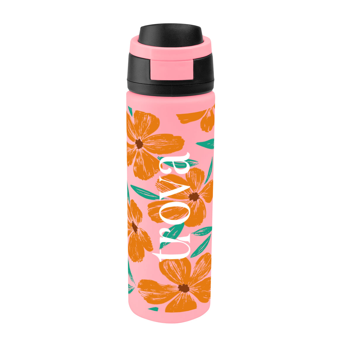 Pop Sip Recycled Stainless Steel Bottle in Full Color, 24 oz - Pink - Megabrite
