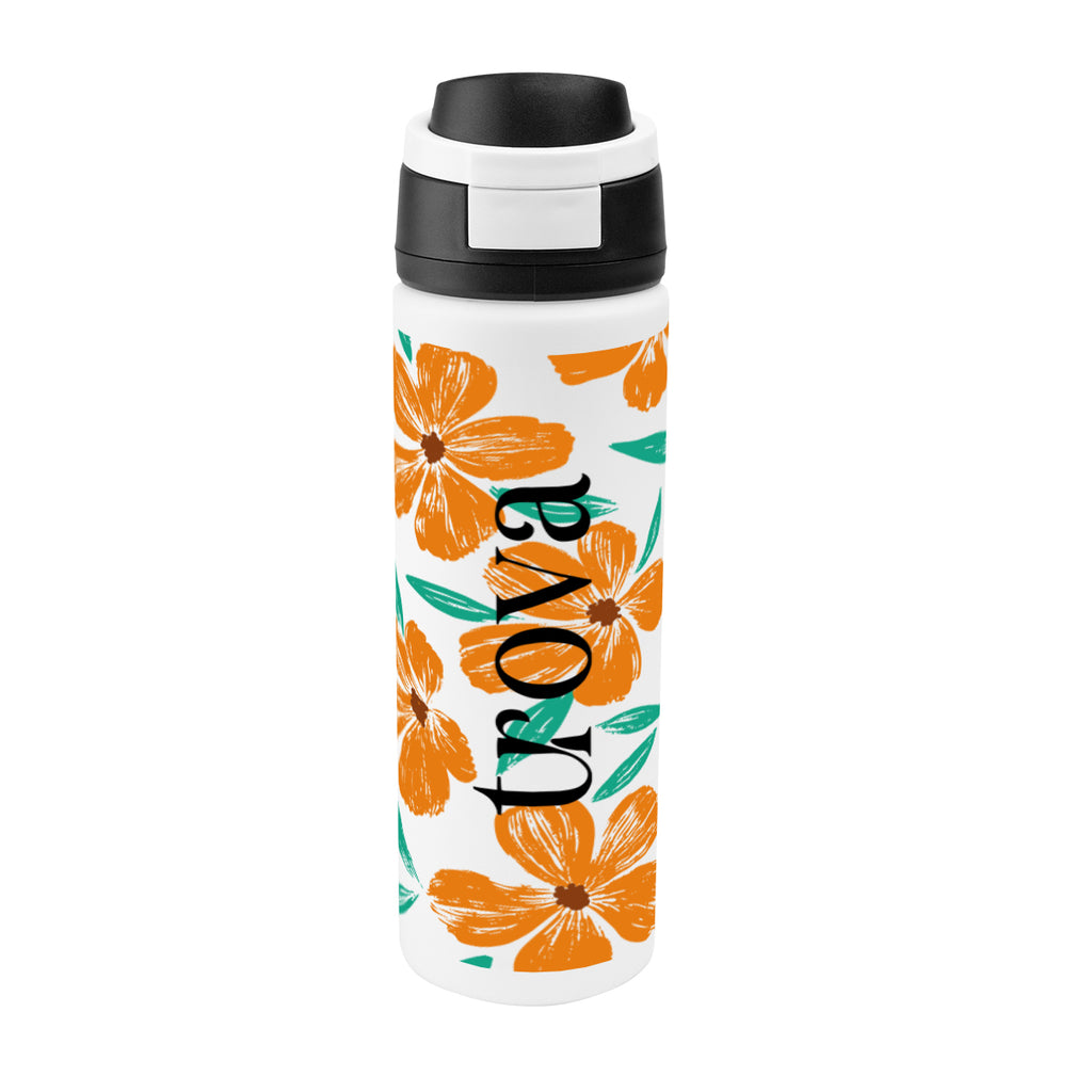 Pop Sip Recycled Stainless Steel Bottle in Full Color, 24 oz - White - Megabrite