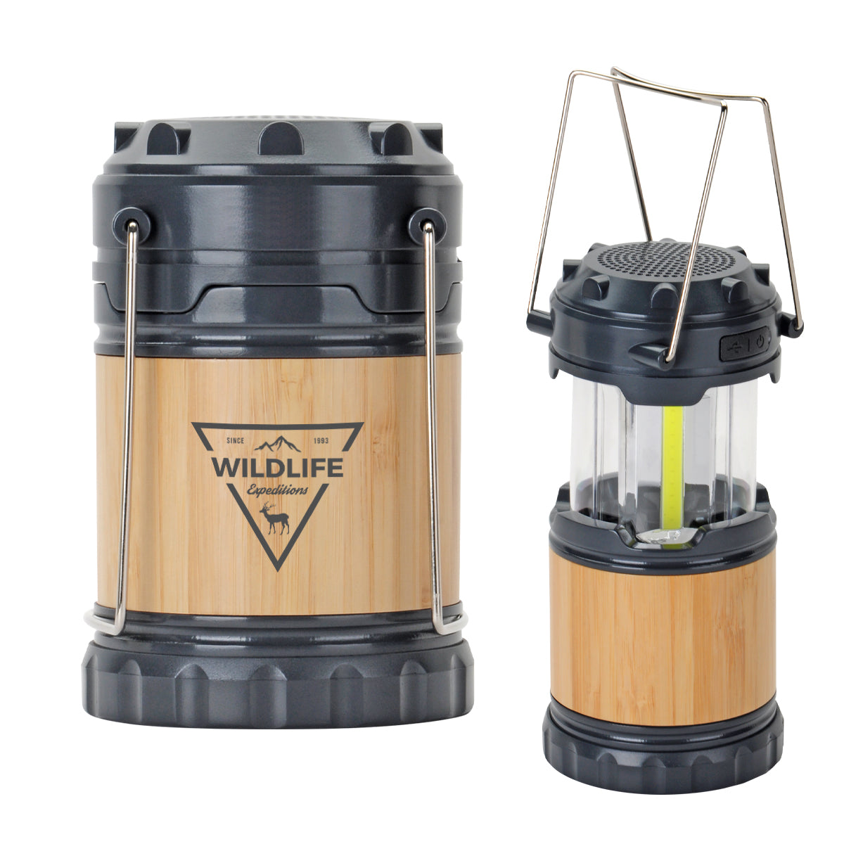 Pop-Up Bamboo Lantern with Speaker - Charcoal - Pad Print