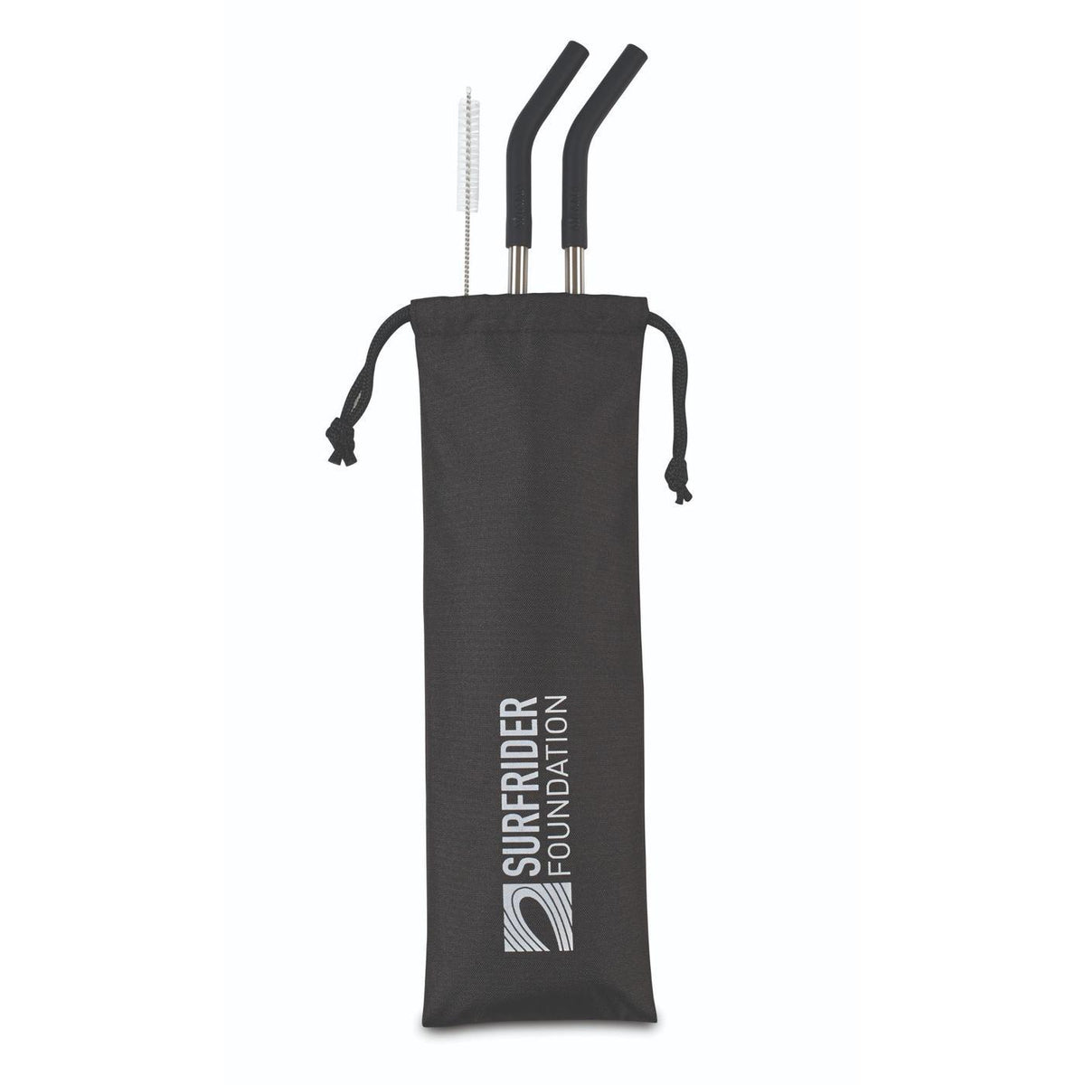 Poppy Stainless Steel Straws with Silicone Tips, Set of 2 Transfer - Black - View 1