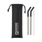 Poppy Stainless Steel Straws with Silicone Tips, Set of 2 Transfer - Black - View 2