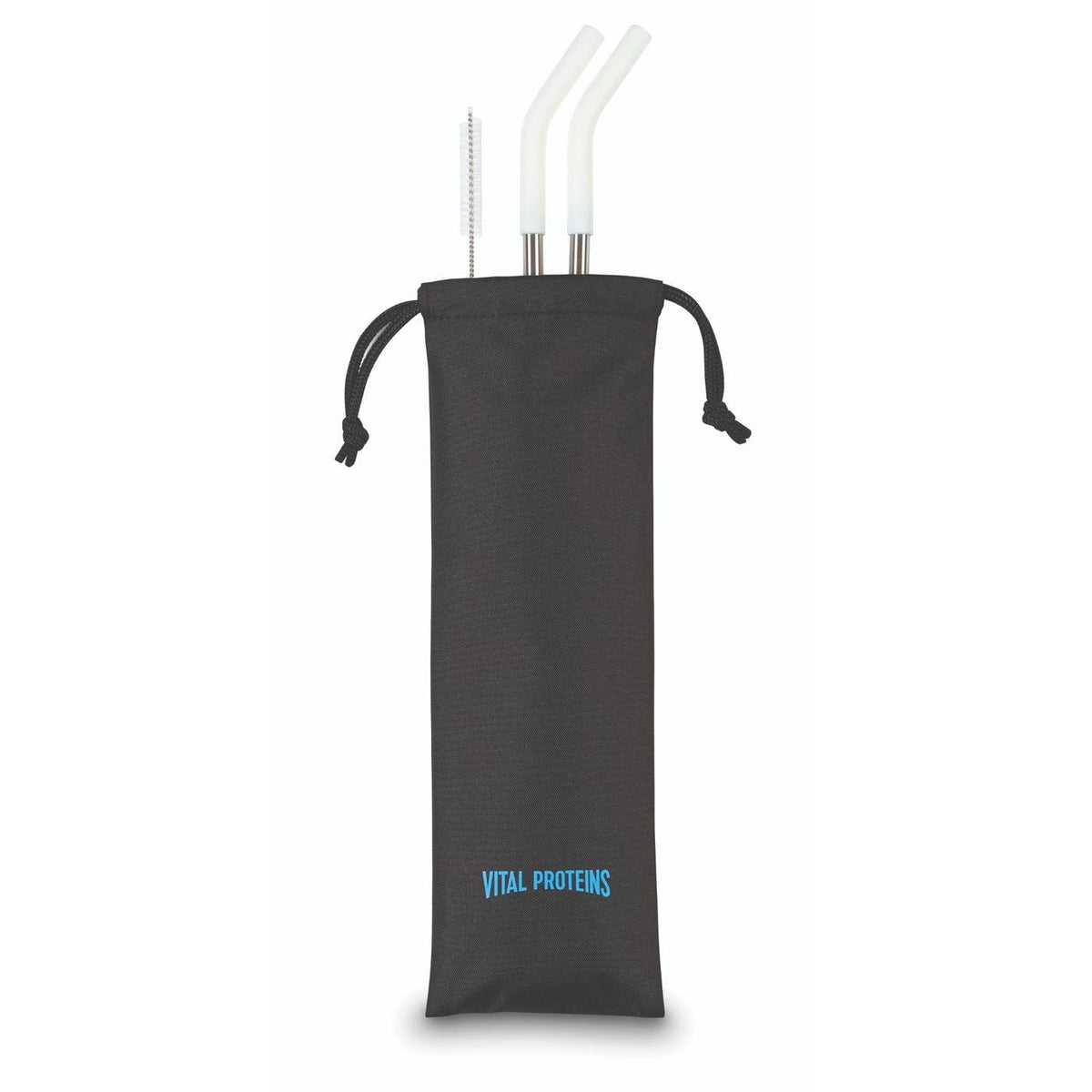 Poppy Stainless Steel Straws with Silicone Tips, Set of 2 Transfer - White - View 1