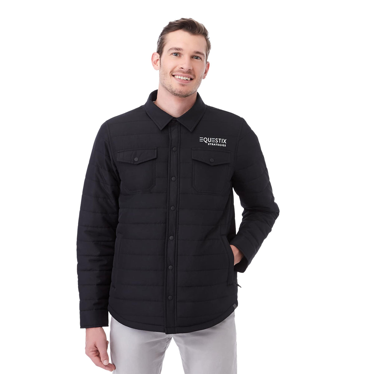 Porter Insulated Shirt Jacket for Men Transfer - Black - Front On Model 2