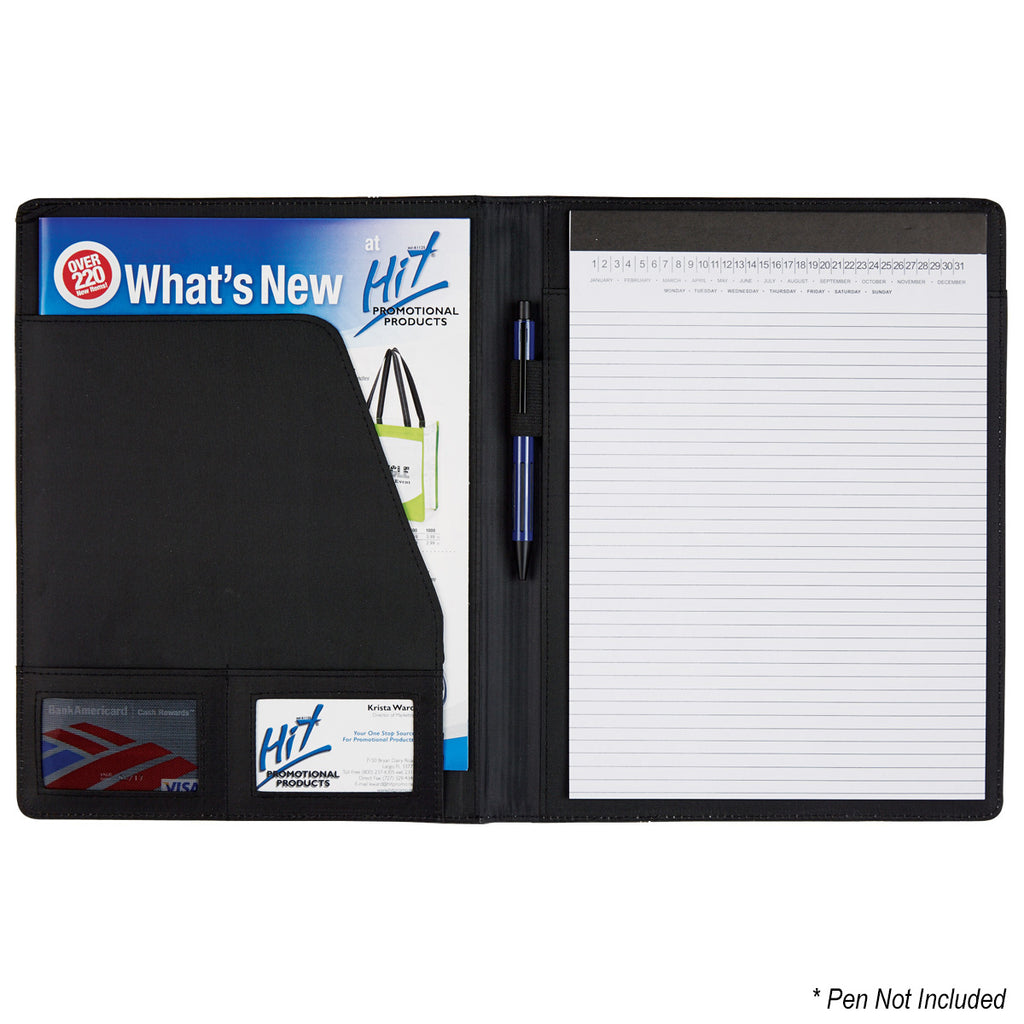 Portfolio with a Carbon Fiber Look Debossing - Black - Open