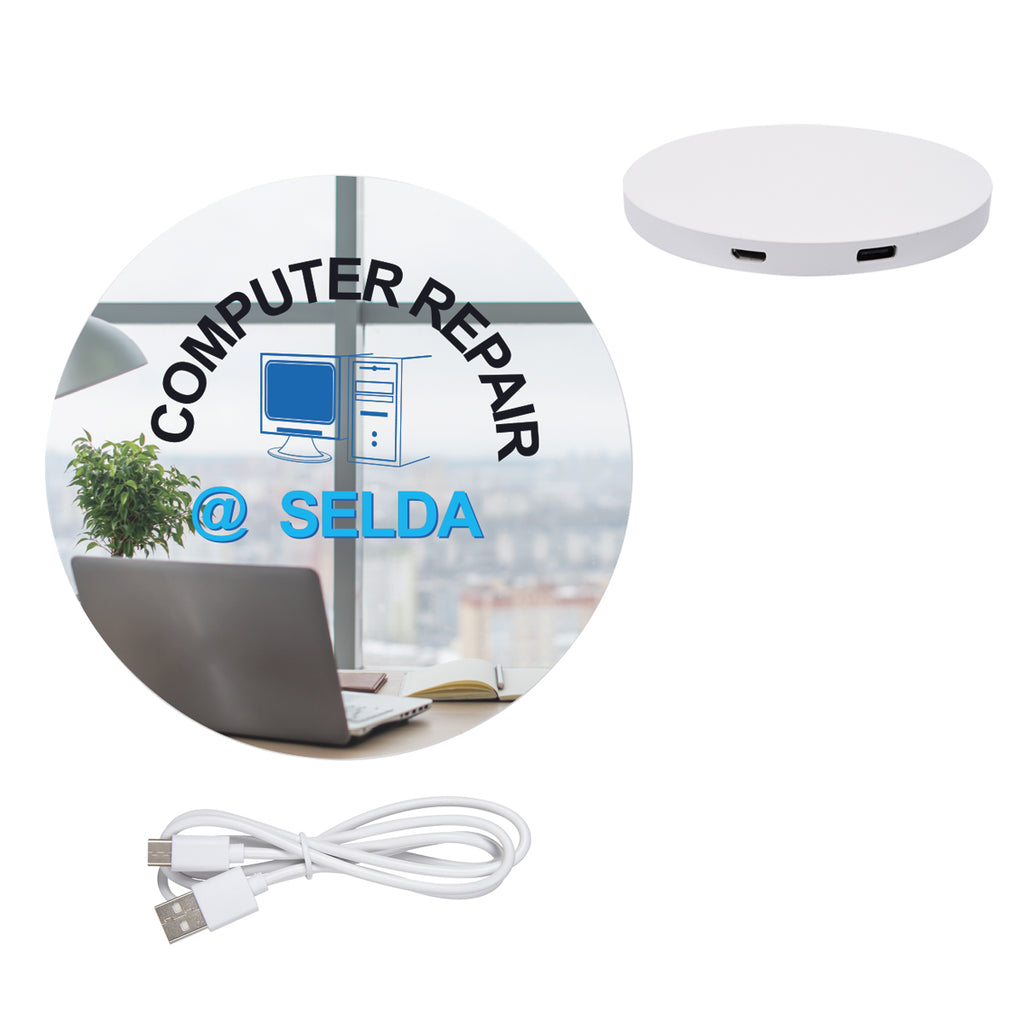 Power Balance Wireless Charging Pad and USB Hub Full Color - White - Full Color