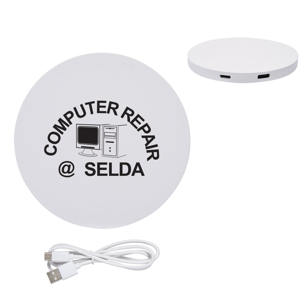 Power Balance Wireless Charging Pad and USB Hub Full Color - White - Pad Print