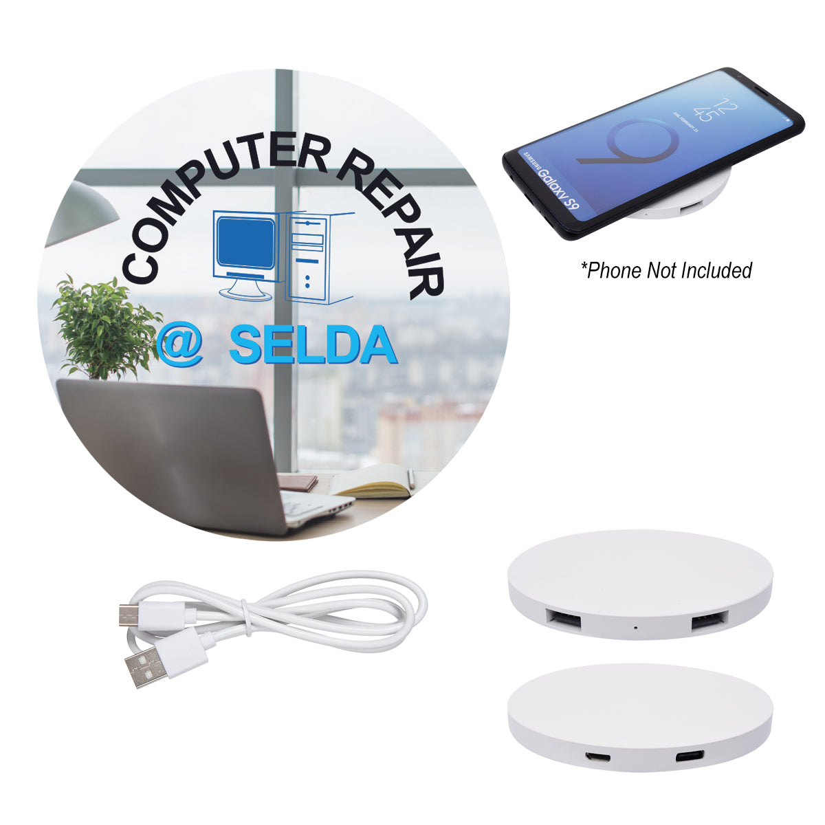Power Balance Wireless Charging Pad and USB Hub Full Color