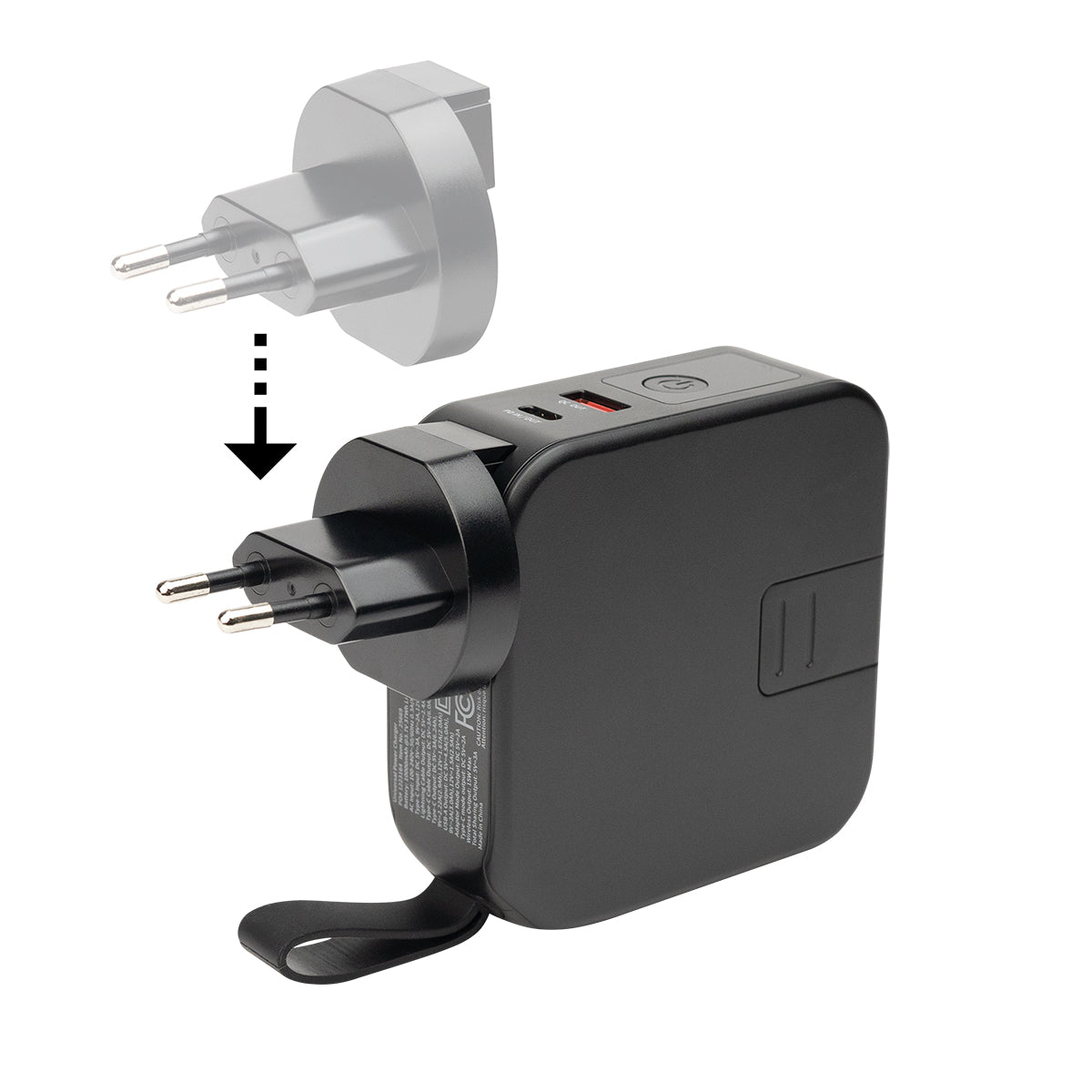 Power Bank and Charger with International Adapters - Black with Black - Adapter1