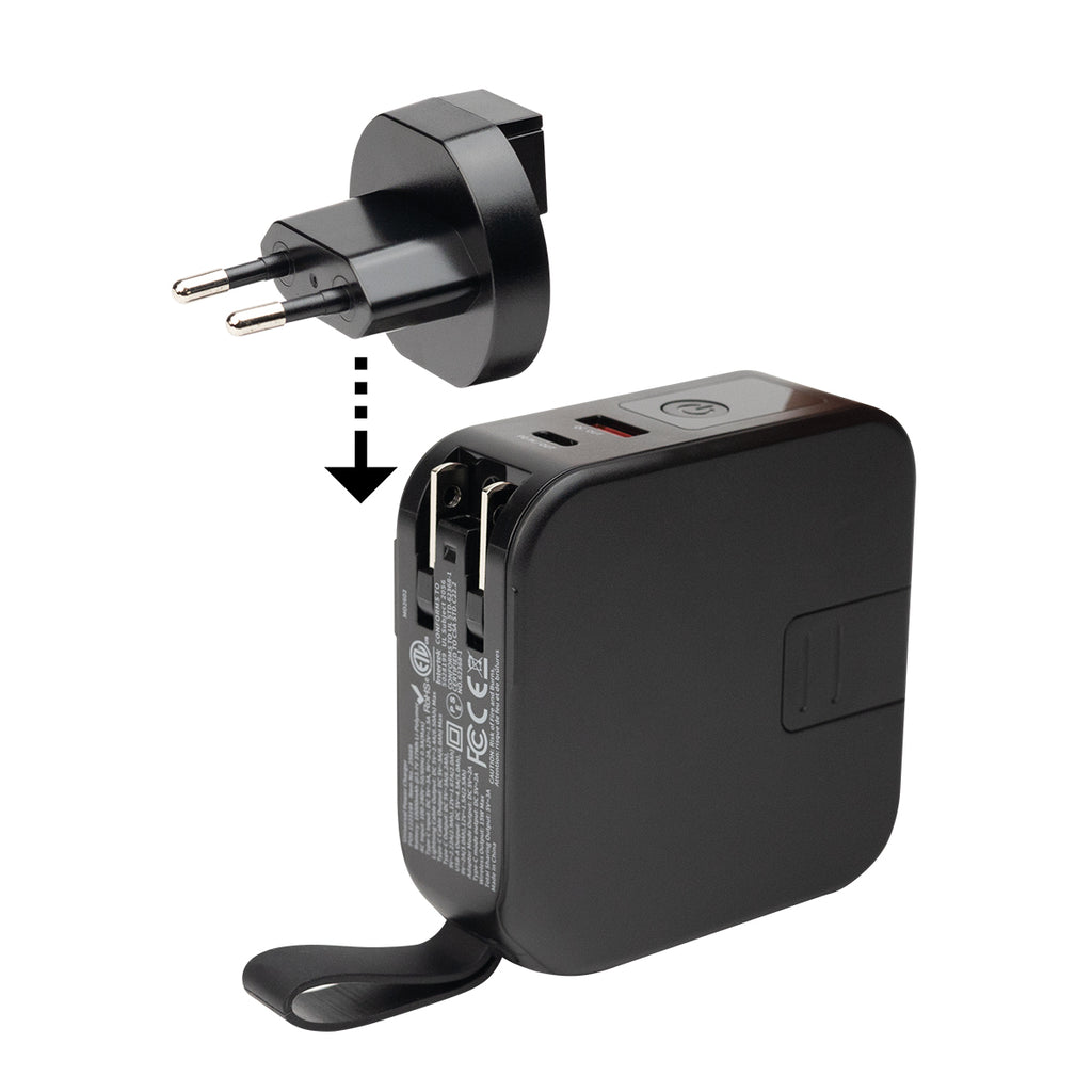 Power Bank and Charger with International Adapters - Black with Black - Adapter2