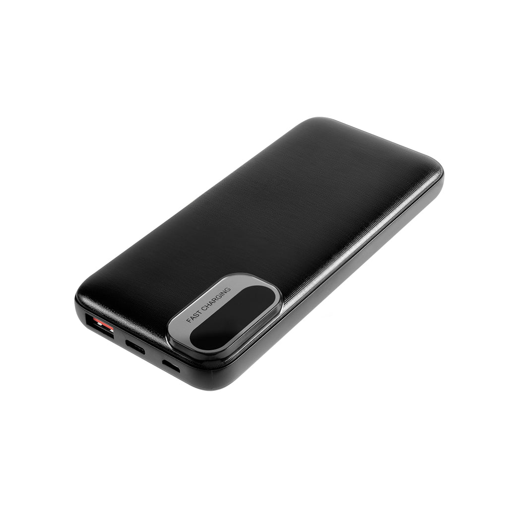 Power Bank with Built-In Cables, 10,000 mAh - Black - Angle