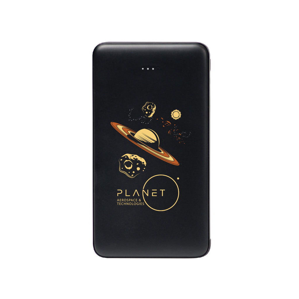 Power Bank with Integrated Cables, 10,000 mAh - Black - Full Color