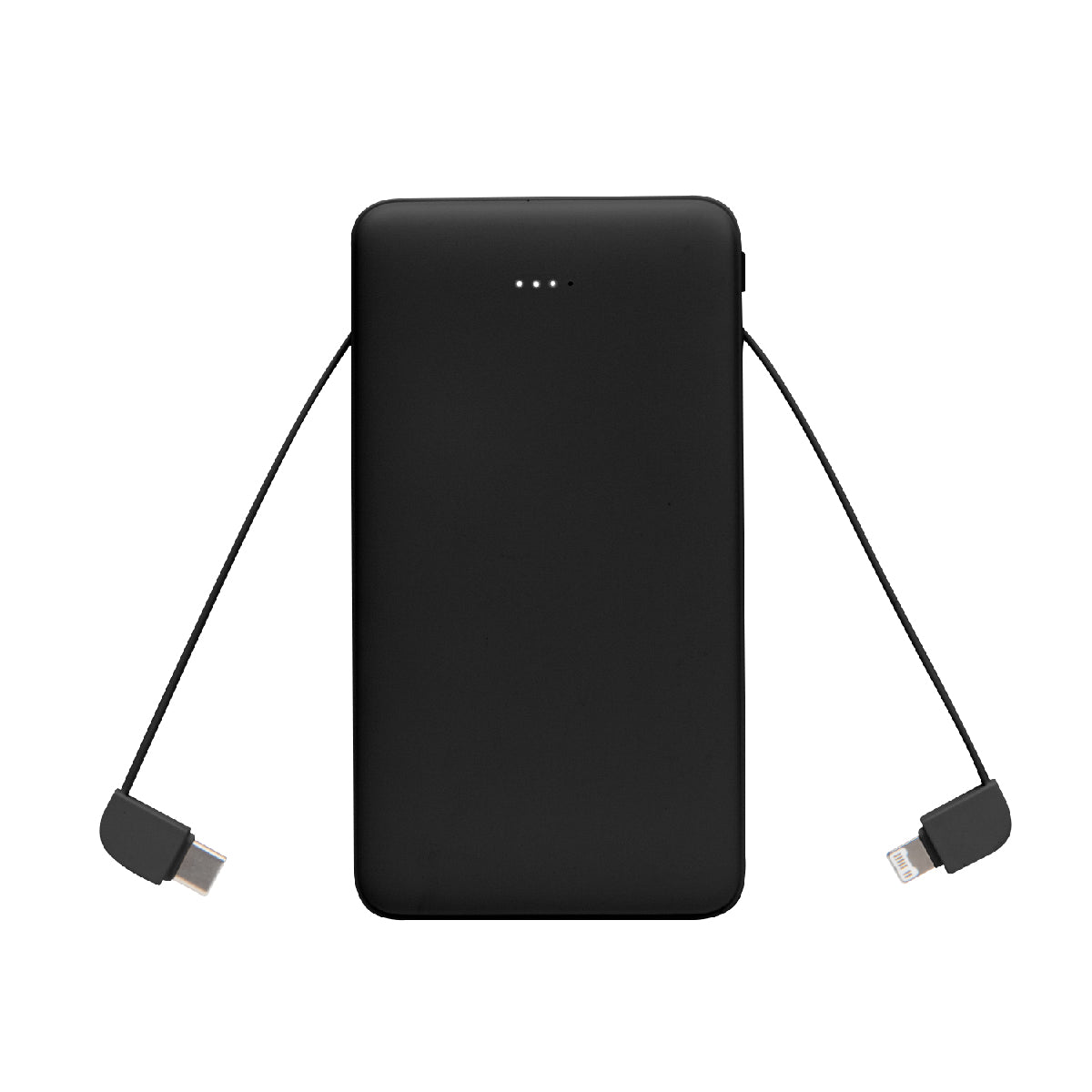 Power Bank with Integrated Cables, 10,000 mAh - Black - Open