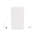 Power Bank with Integrated Cables, 10,000 mAh - White - Open