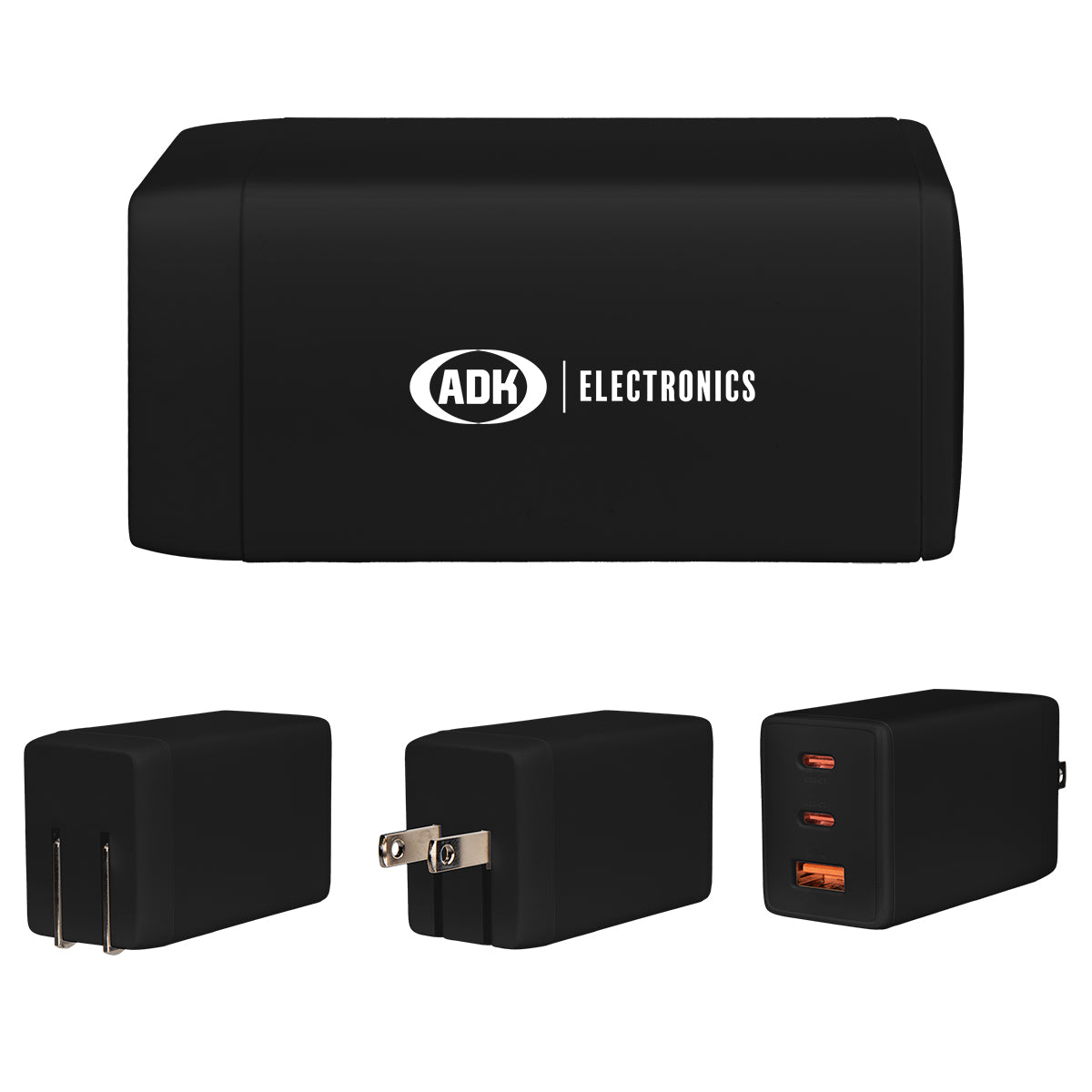 Power Cube Wall Adapter, 65W Full Color - Black - Silk Screen