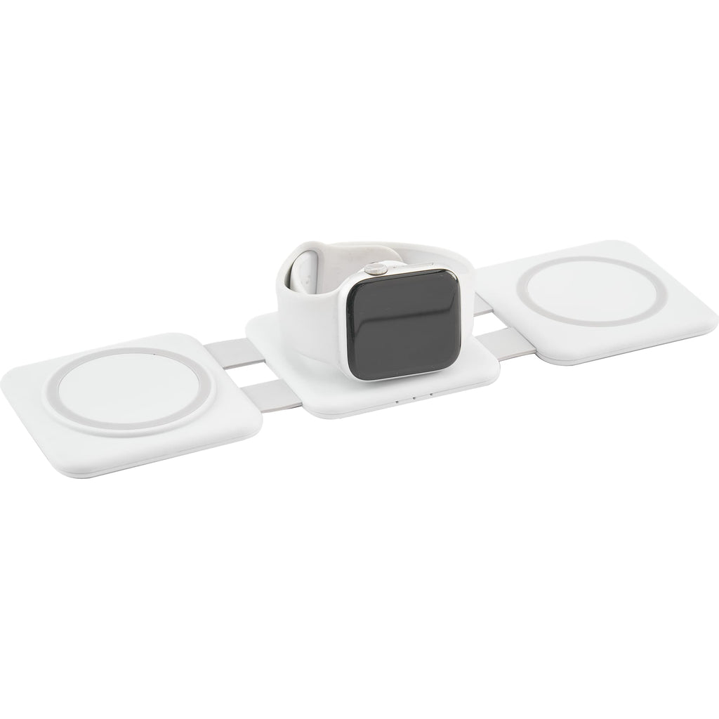 Power Fold 3-in-1 Magnetic Wireless Charger, 15W - White - Right Angle 2