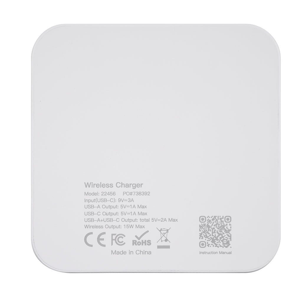 Power Up Two-Port USB Hub and Charging Pad Full Color - White - Bottom