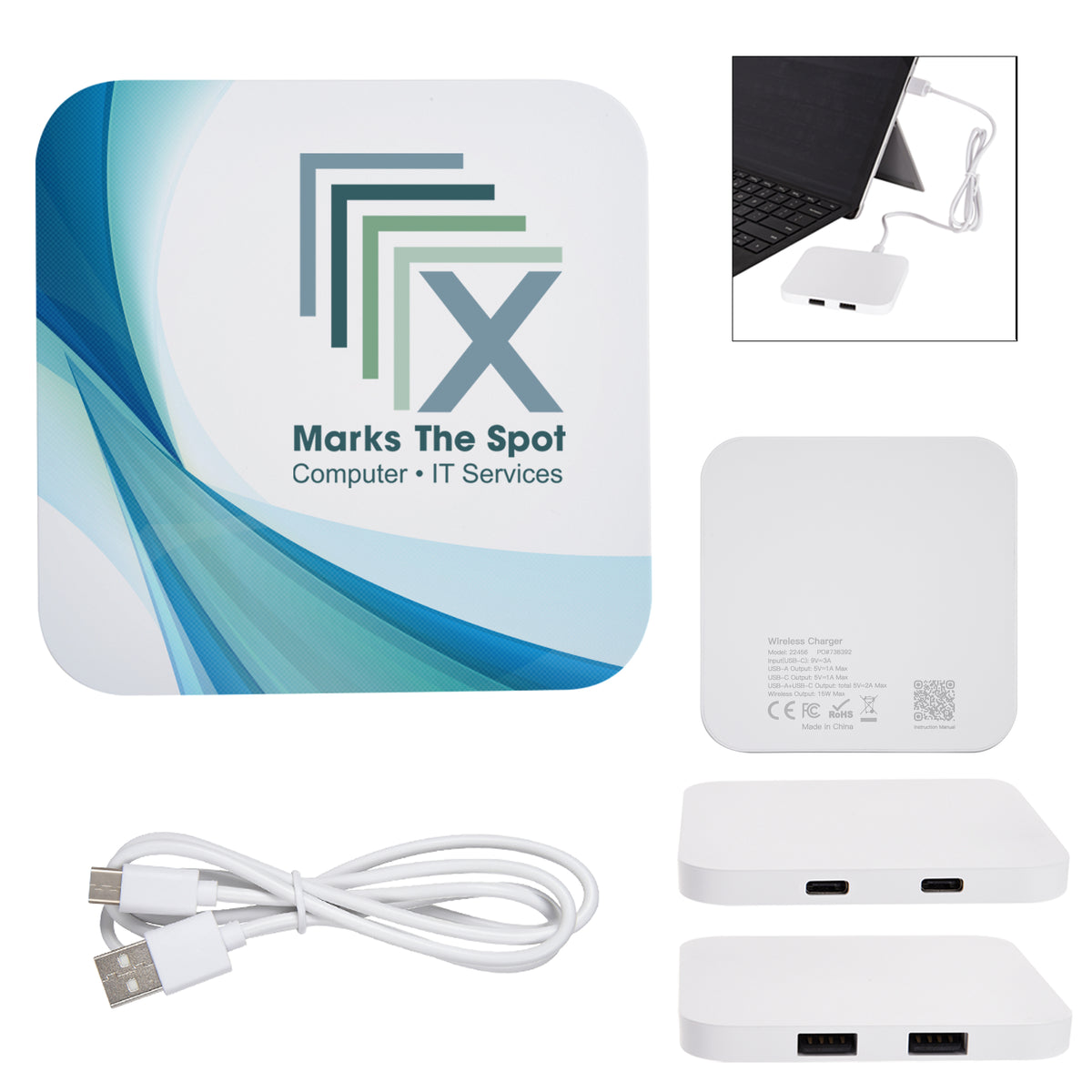 Power Up Two-Port USB Hub and Charging Pad Full Color