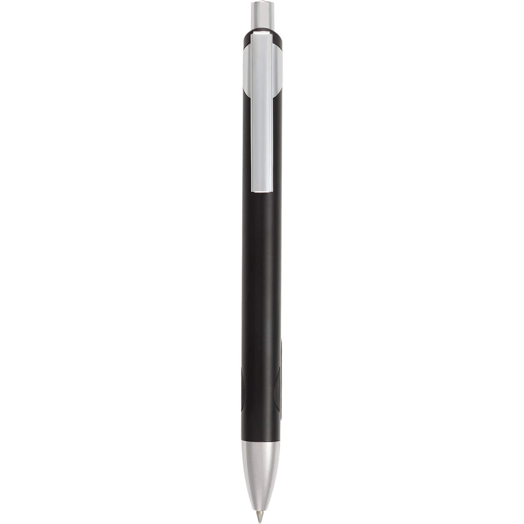 Pressley Gel Pen with Comfort Grip in Recycled Aluminum - Black - Clip