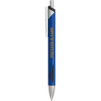 Pressley Gel Pen with Comfort Grip in Recycled Aluminum - Blue - Front