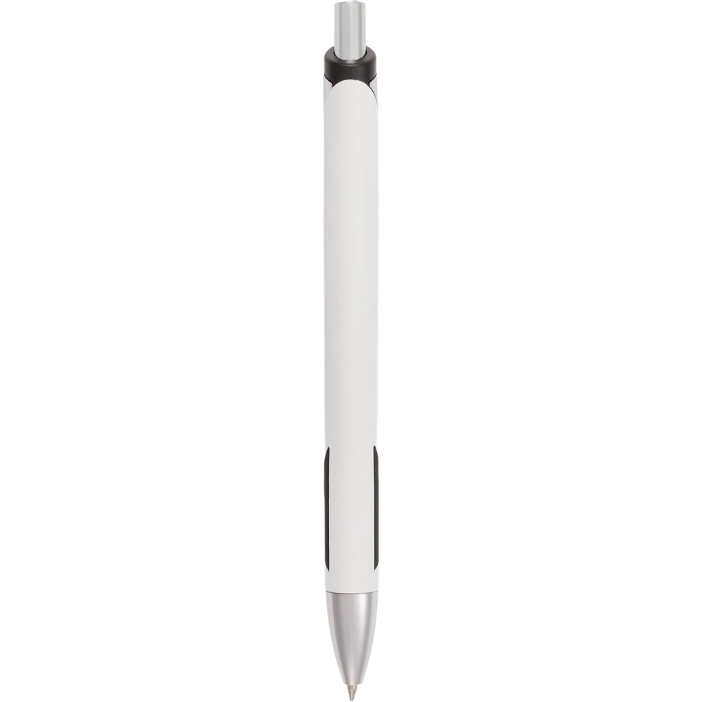 Pressley Gel Pen with Comfort Grip in Recycled Aluminum - White - Back