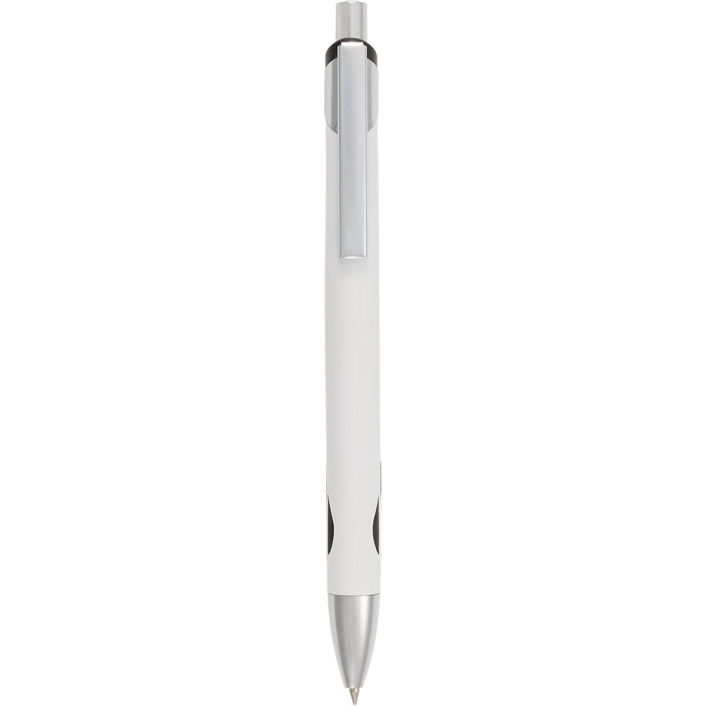Pressley Gel Pen with Comfort Grip in Recycled Aluminum - White - Clip