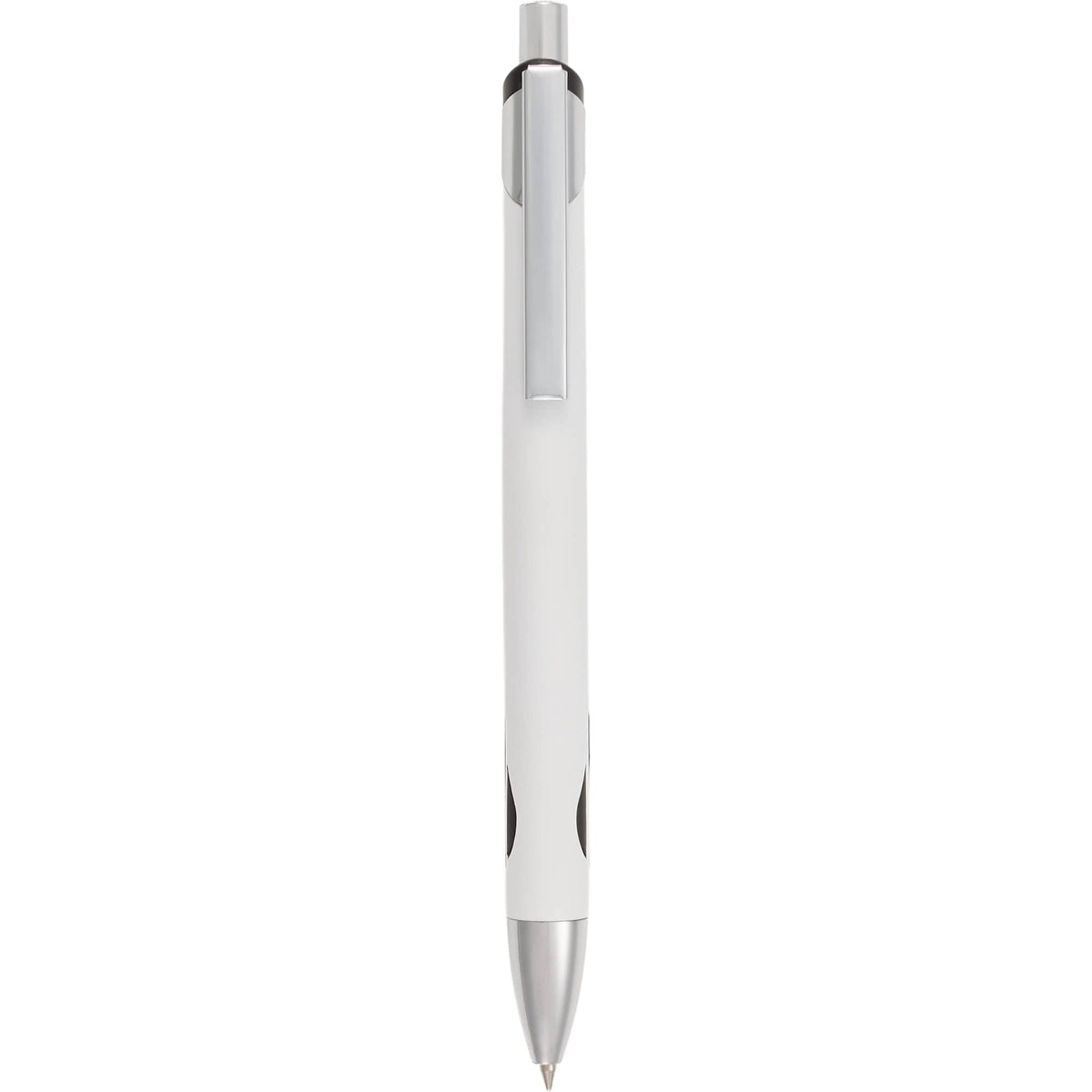 Pressley Gel Pen with Comfort Grip in Recycled Aluminum - White - Clip