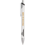 Pressley Gel Pen with Comfort Grip in Recycled Aluminum - White - Front