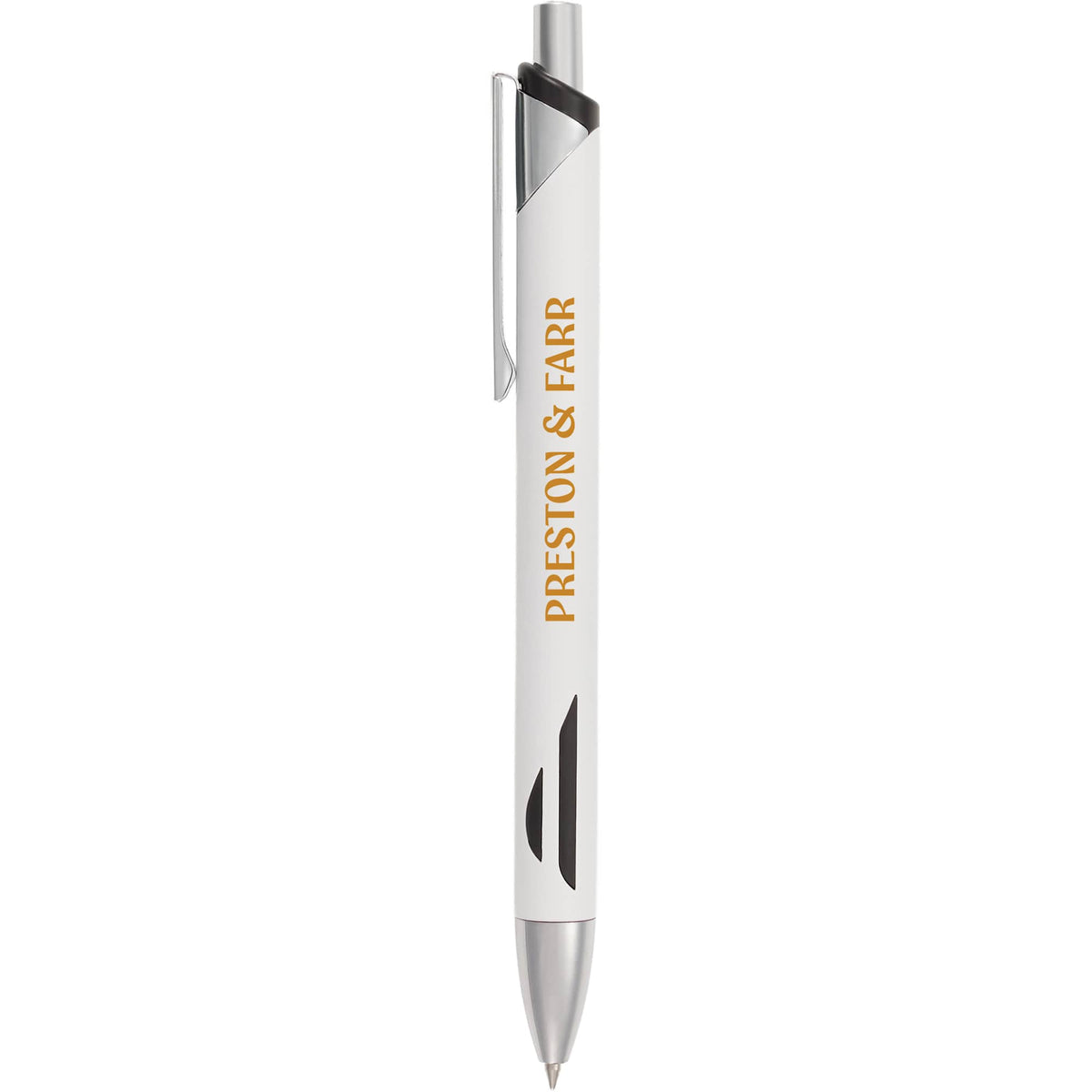 Pressley Gel Pen with Comfort Grip in Recycled Aluminum - White - Front