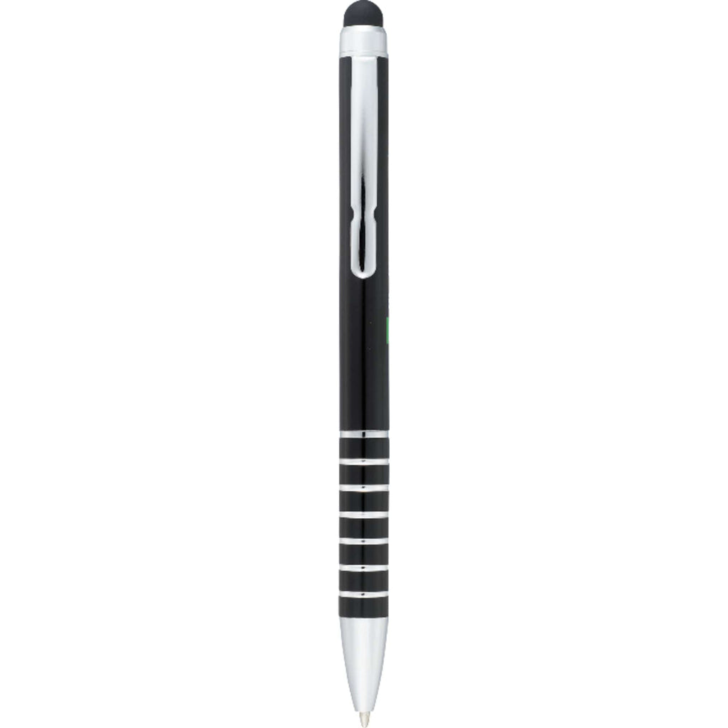 Preston Aluminum Twist Pen with Stylus - Black - Front 2