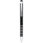 Preston Aluminum Twist Pen with Stylus Laser Engraving - Black - Front 2