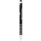 Preston Aluminum Twist Pen with Stylus Laser Engraving - Black - Front