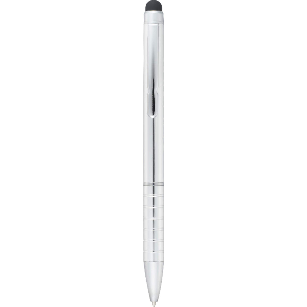 Preston Aluminum Twist Pen with Stylus Laser Engraving - Silver - Front 2