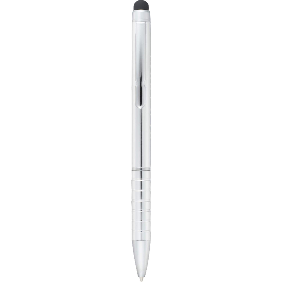 Preston Aluminum Twist Pen with Stylus Laser Engraving - Silver - Front 2