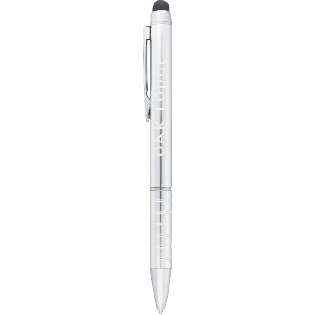 Preston Aluminum Twist Pen with Stylus - Silver - Front