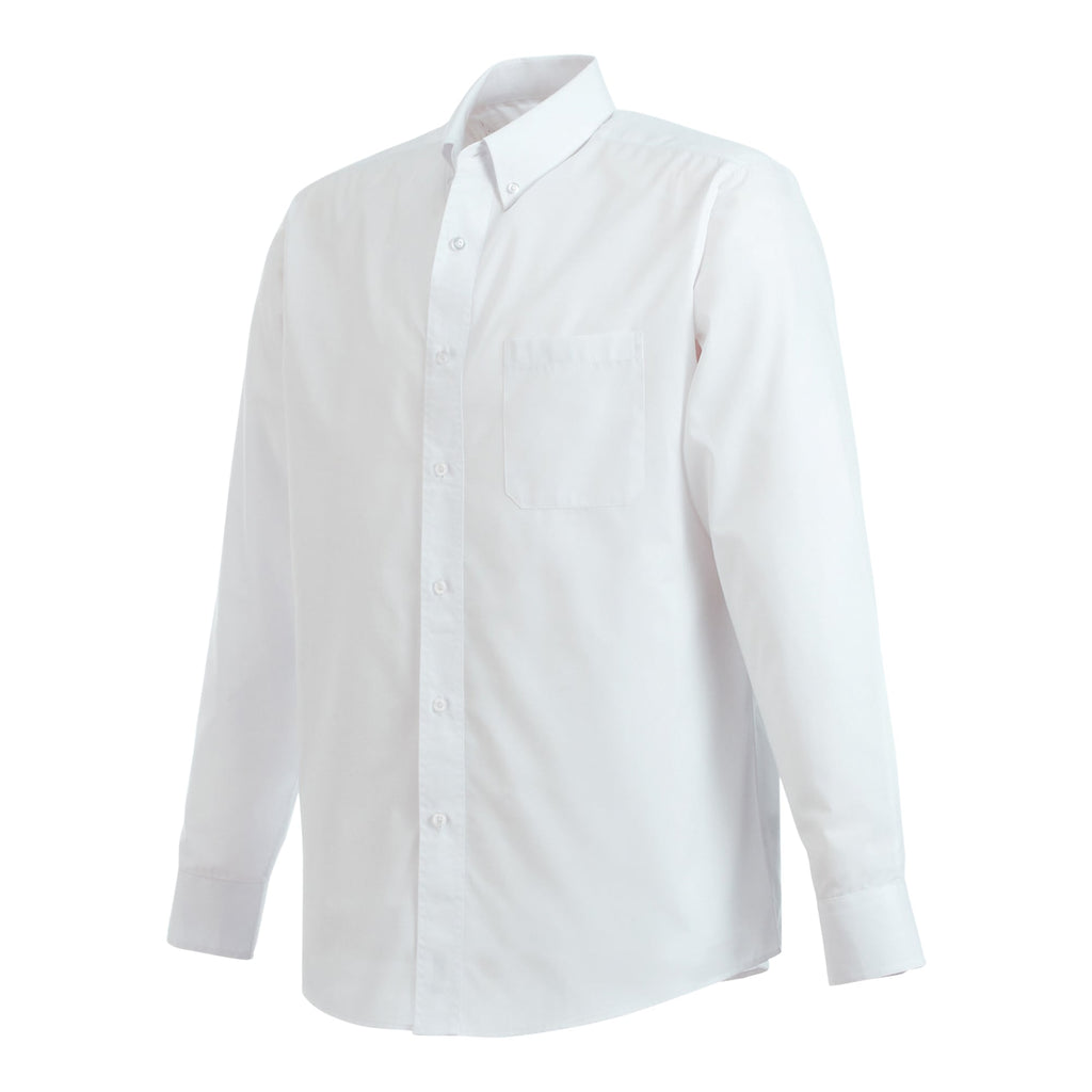 Preston Long Sleeve Poplin Shirt for Tall Men Embroidery - White - Flat