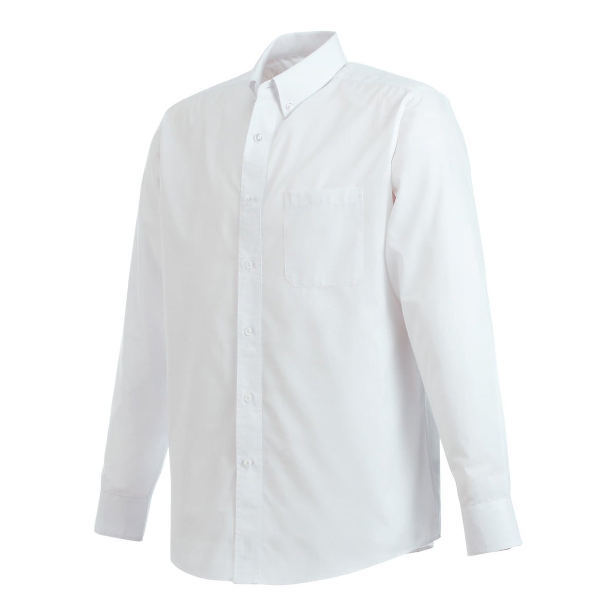 Preston Long Sleeve Poplin Shirt for Tall Men Embroidery - White - Flat