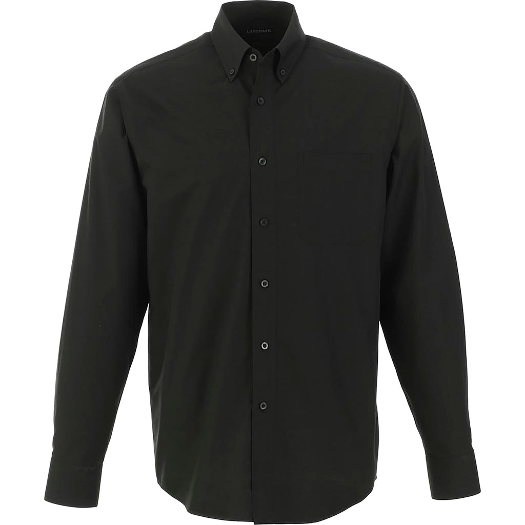 Preston Long Sleeve Poplin Shirt for Tall Men Transfer - Black - Front