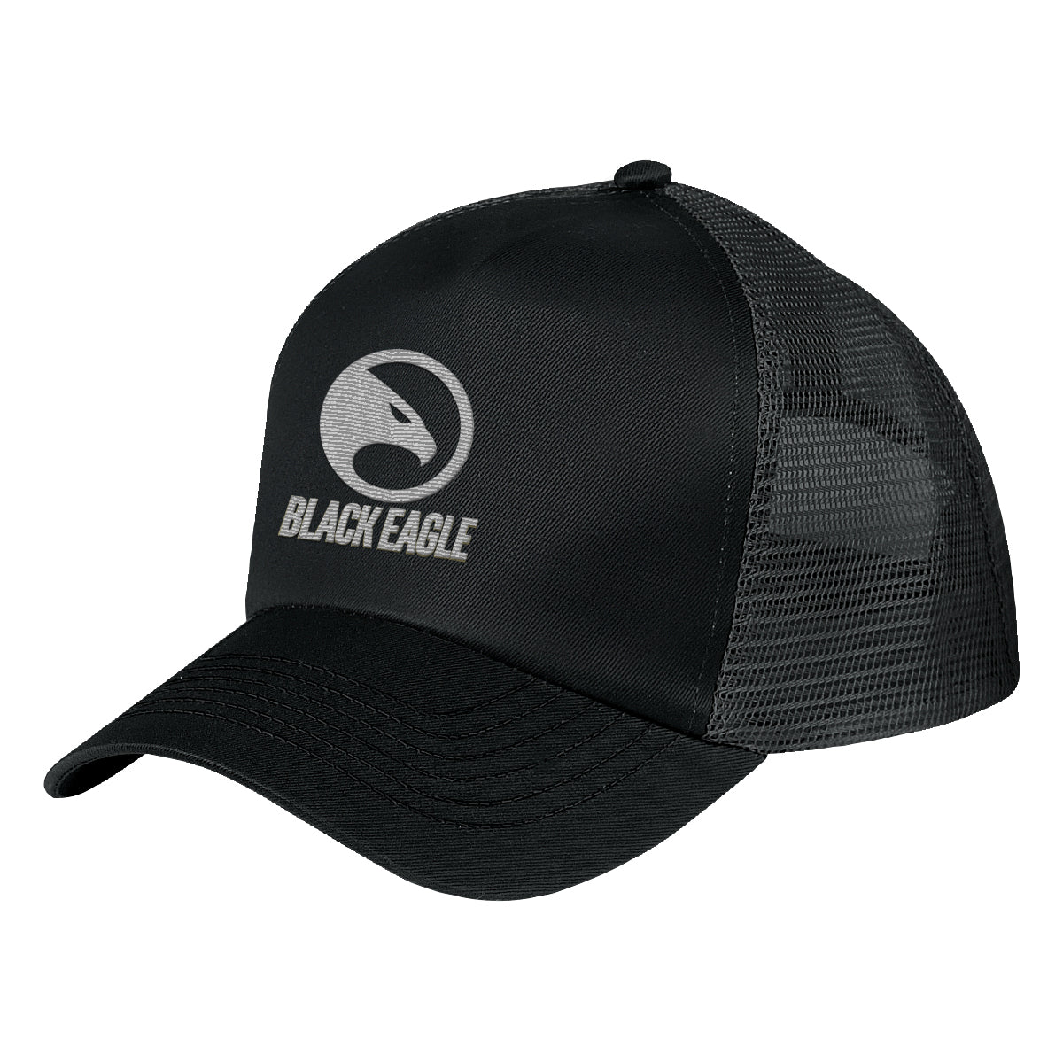 Price Buster Cap with Mesh Back, 5 Panel Embroidery - Black - Embroidery