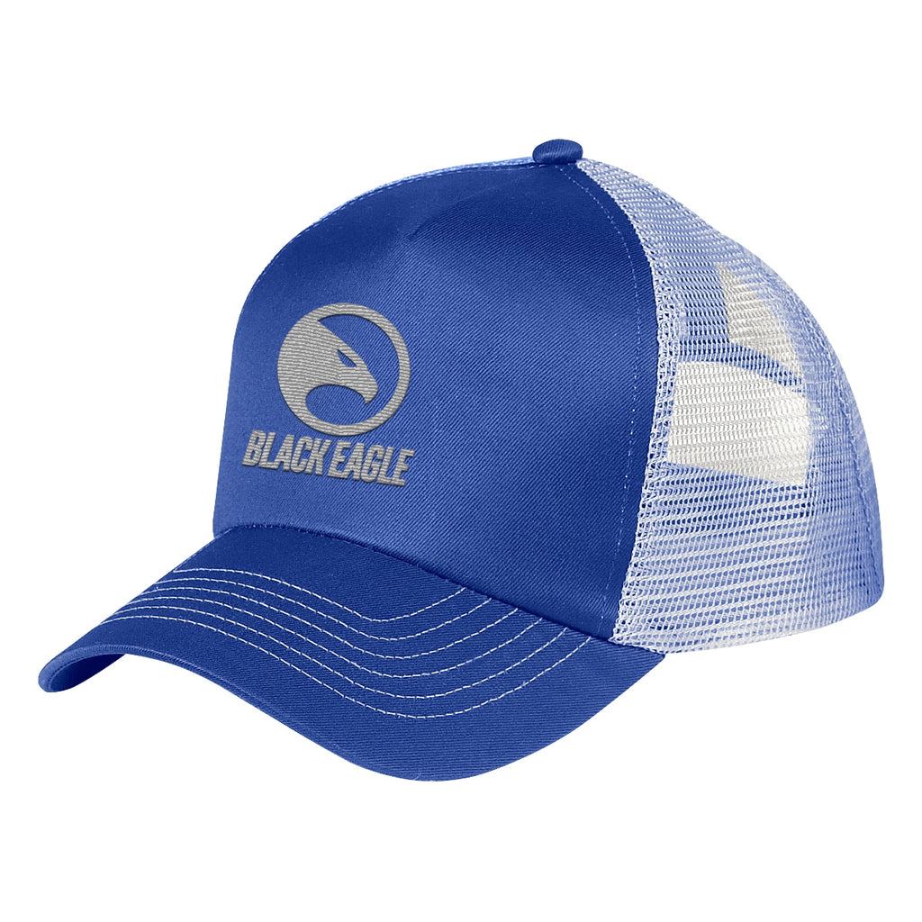 Price Buster Cap with Mesh Back, 5 Panel Embroidery - Royal/white - Embroidery