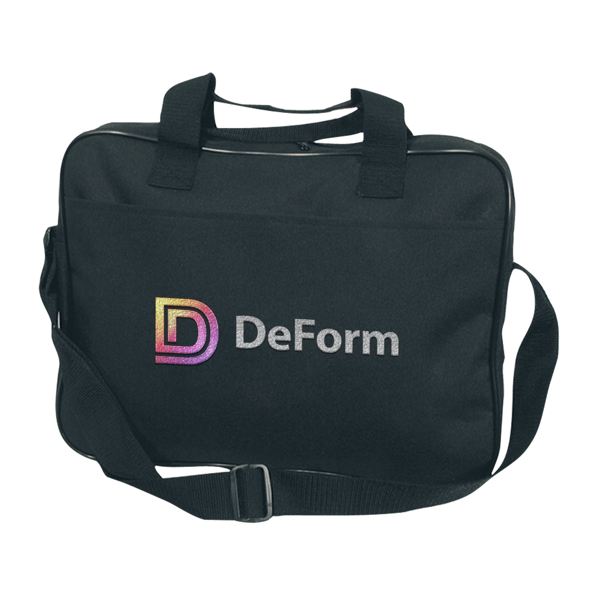 Printed Briefcase - Black - Embroidery