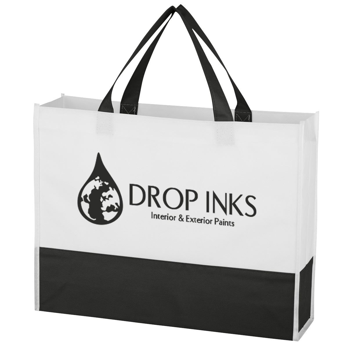 Prism Tote Bag, Non-Woven - White with Black - Silk Screen