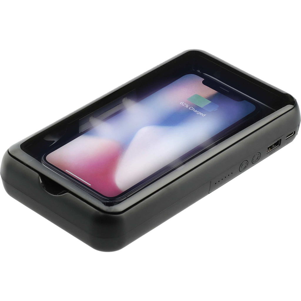 Pristine UV Sanitizer Box with Wireless Power Bank, 10,000 mAh - Black - Light