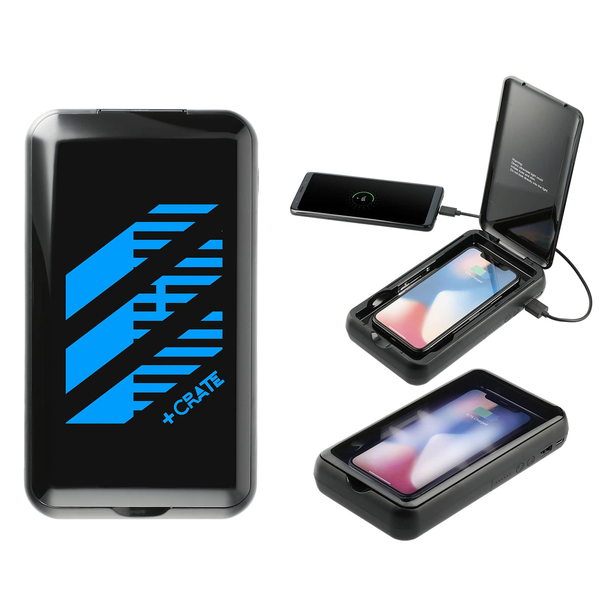 Pristine UV Sanitizer Box with Wireless Power Bank, 10,000 mAh - Black - Top 2