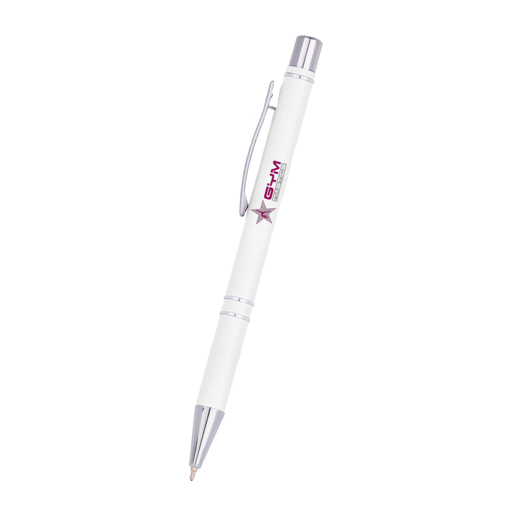 Pro-Writer Pen with Your Logo - White with Black - Full Color