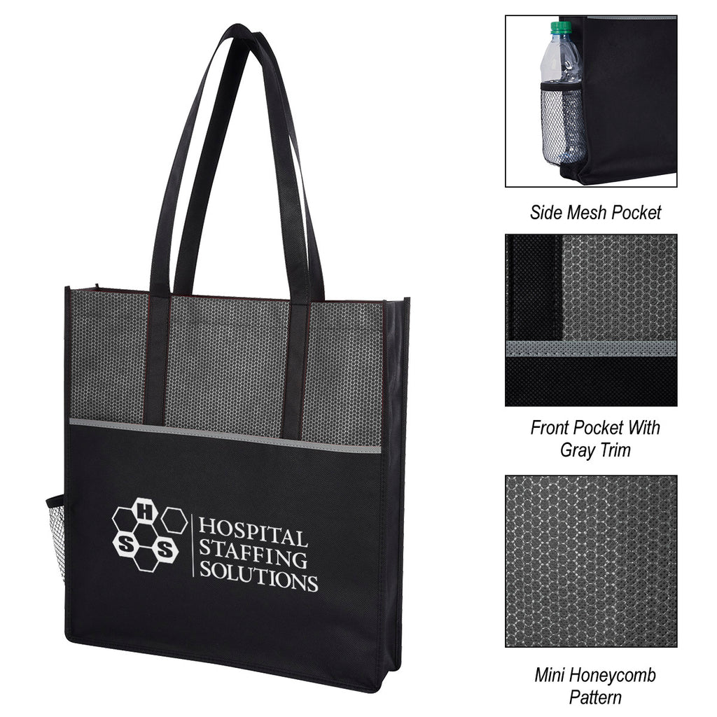 Promenade Tote Bag, Non-Woven - Black - Silk Screen