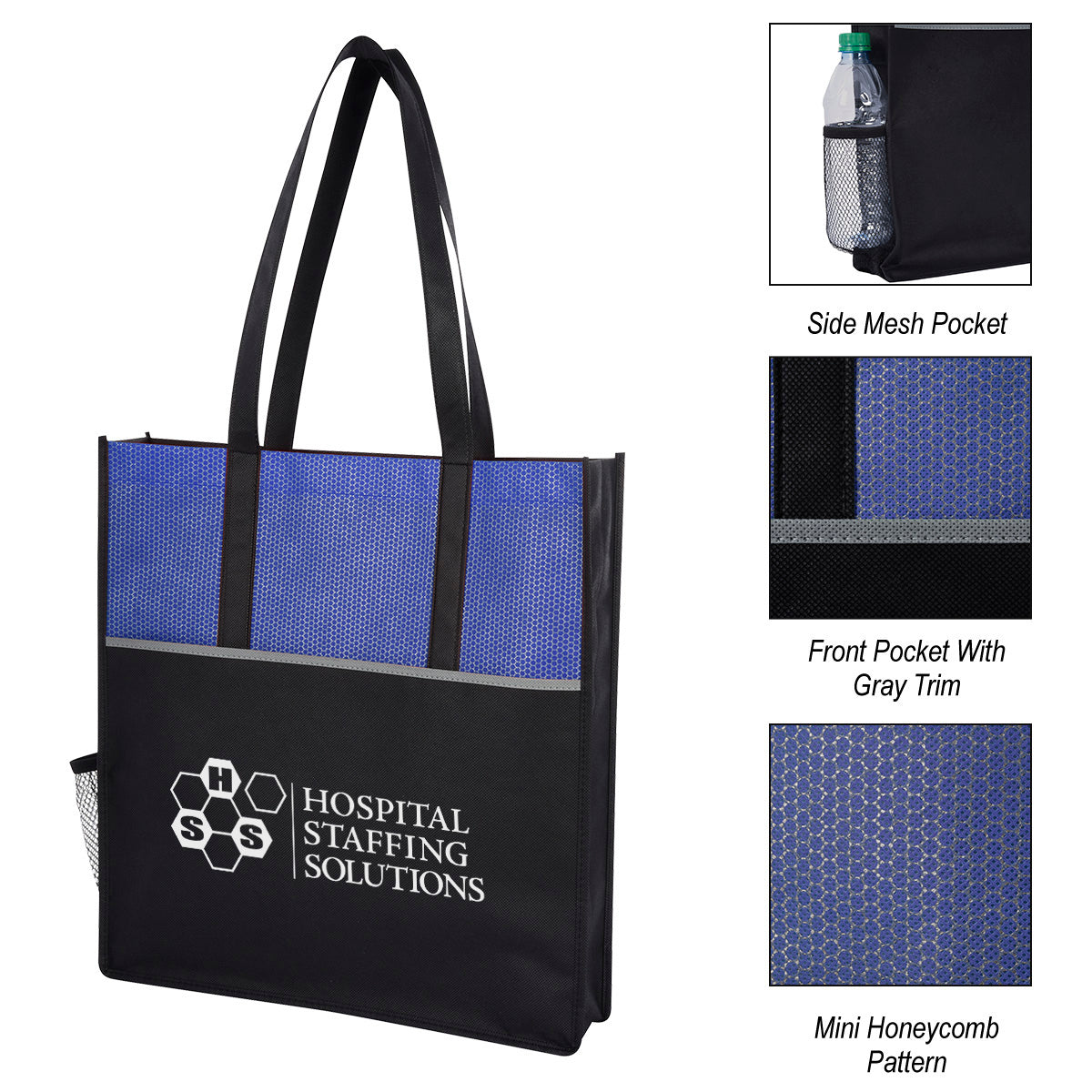 Promenade Tote Bag, Non-Woven - Blue - Silk Screen