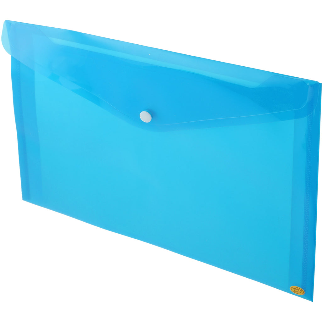 Protect-E-Lope Snap Document Envelope - Transparent Blue - Left Angle