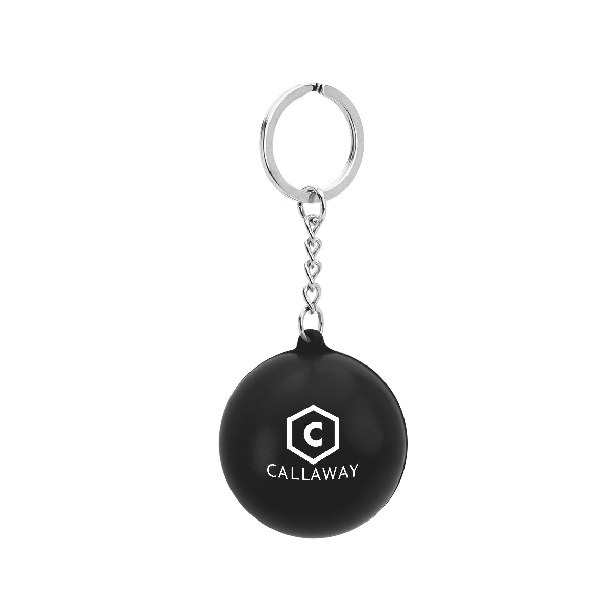 PU Keychain Stress Reliever, Round - Black - Pad Print